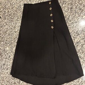 Black Midi Cotton Wrap Skirt Small